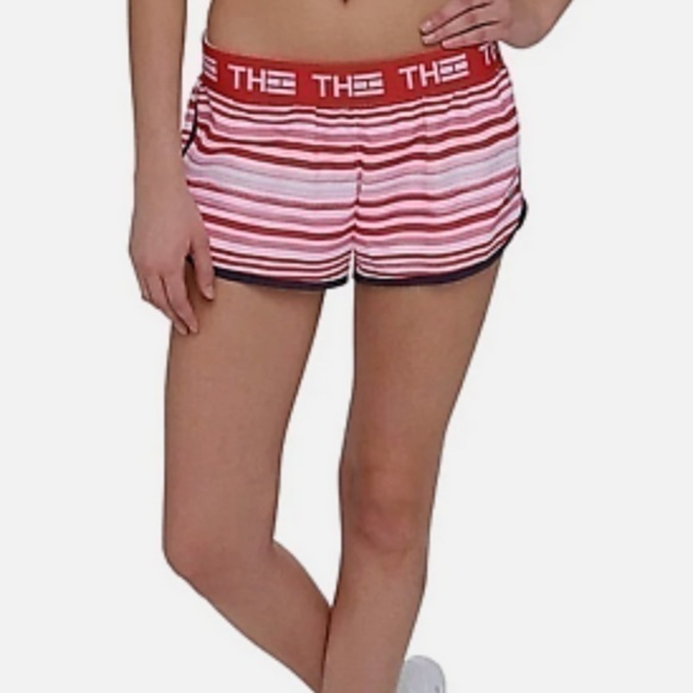 Tommy Hilfiger Sport fold over logo striped athletic shorts